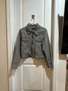 Vintage Mac & Maggie Black and White Gingham Cropped Zip-Up Jacket